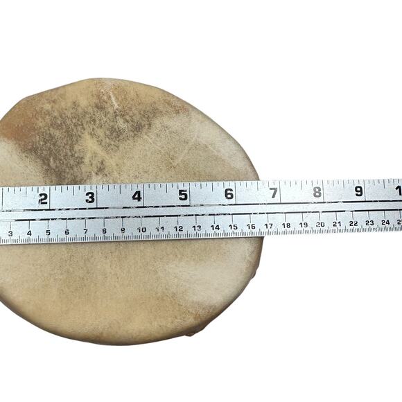 Vintage Native American Handmade Drum Wood Core Raw Animal Hide Pads & Stitching - Picture 9 of 9